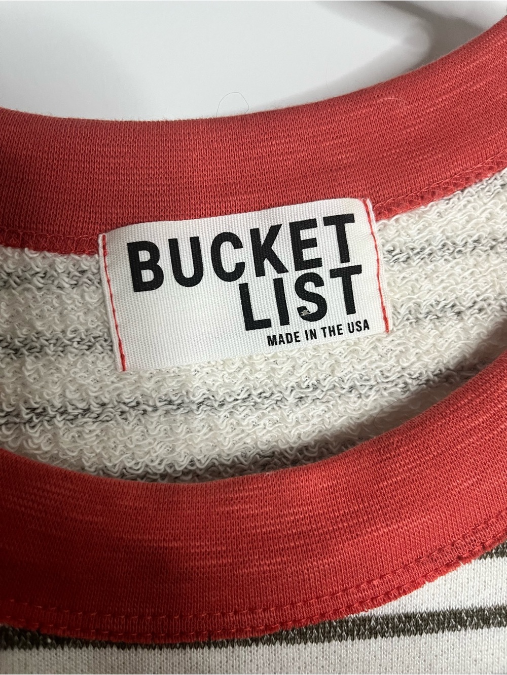 Bucket List Cotton Terry Cloth Lined Striped Cropped Oversize Casual Beach Top L - Picture 10 of 10